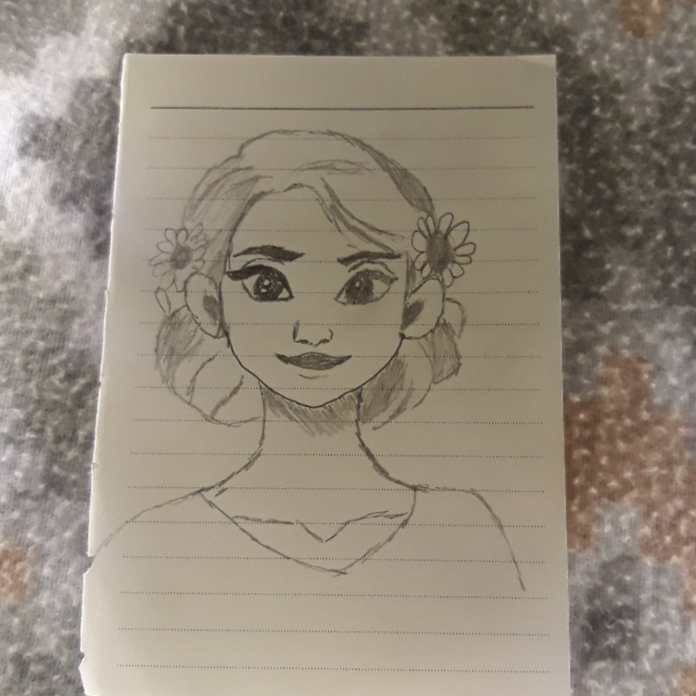 A drawing of a girl